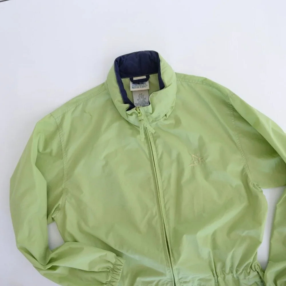 Vintage Northern Reflections Green Raincoat Zip up with Hood Drawstring Jacket S - Picture 7 of 16